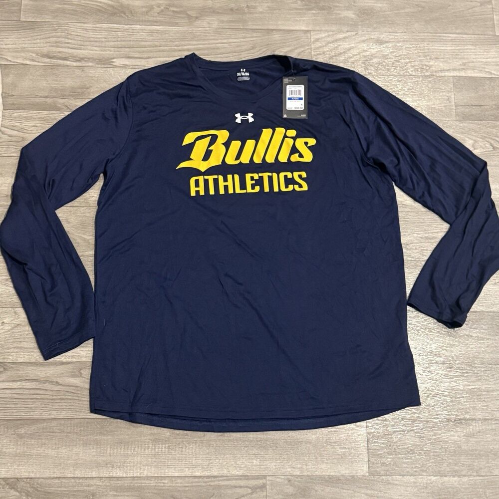 NWT Under Armour Men's XL Team Tech Long Sleeve Shirt Bullis Athletics Navy